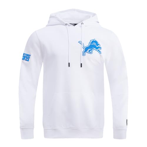 Pro Standard Mens NFL Detroit Lions Classic Chenille Pull Over Hoodie White 2Xl