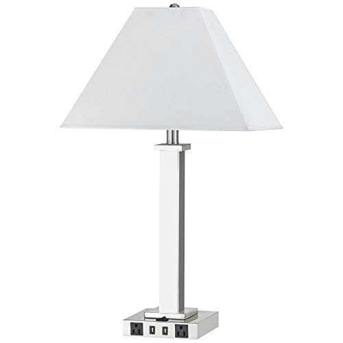 100w Metal Night Stand Lamp with 2 USB and 2 Power Outlets On Off Rocker Base Switch — view 2