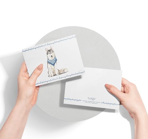 Image of Twigs Paper Siberian Husky Thank You Cards, 12 Blank Dog Stationery Cards
