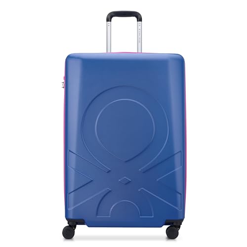 United Colors of Benetton Fabrica Hardside Luggage with Spinner Wheels, Blue, Checked-Large 27 Inch