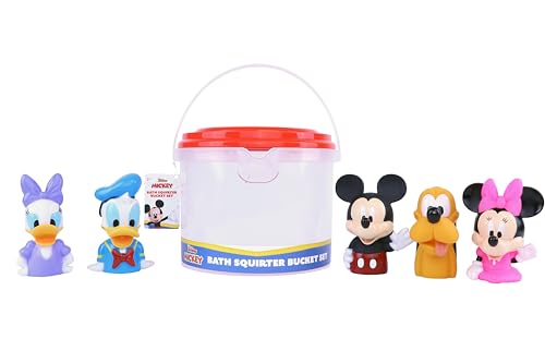 Mickey & Friends 6 Piece Bath Squirter Bucket Set. Bath Toys for Baby and Toddlers, Includes Organizer Bucket with Drainage to Store Your Bath time...