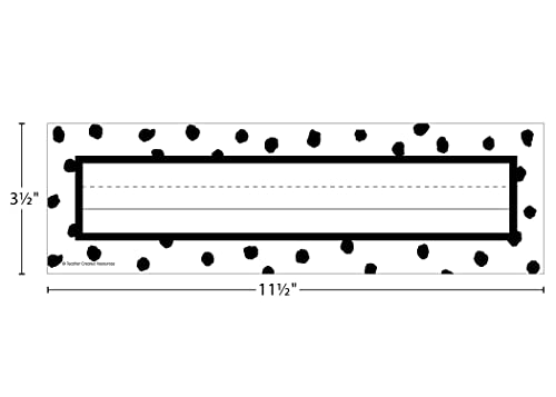 Teacher Created Resources Black Painted Dots On White Name Plate, 11.5 * 3.5 inches, Black & White - Image 7