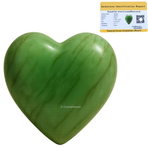 Image of Crystal Heaven Certified Light Green Aventurine Heart Palm Pebbles Stones For Anxiety Stress Relief Massage - Aaa Grade Original Healing Gemstone Agate Heart Palm Stone For Yoga Meditation Spiritual
