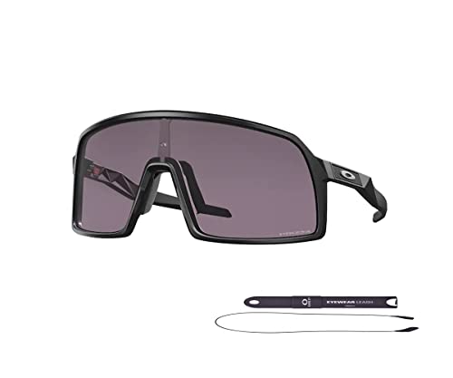 Oakley Sutro S OO9462 946207 28MM Matte Black / Prizm Grey Rectangle Sunglasses for Men + BUNDLE With Oakley Accessory Leash + Designer iWear Kit