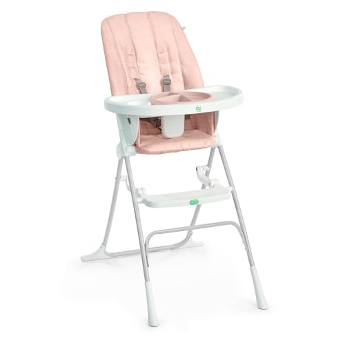 Image of Ingenuity Sun Valley Compact Folding Baby High Chair, Food-Grade Safe Plate, Safety Harness, for Ages 6 Months and Up, Unisex - Pink