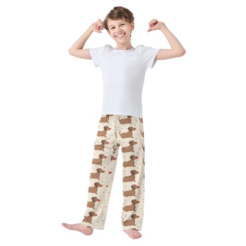 Dachshund Pajama Pants Lounge Sleep Pants Elastic Waist Long Pajama Bottoms with Pockets for 6-14 Years3