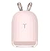 220 ML Mini Cute Cool Mist Humidifier, Lovely Rabbit Essential Oil Diffuser with 7 Color Led Light, USB Moisture Sprayer with Quiet Operation for Bedroom Office Car (Pink)