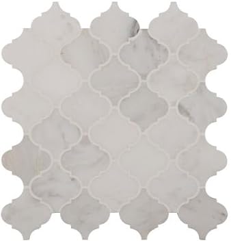 Greecian White Arabesque 12 in. x 12 in. x 10 mm Polished Marble Mesh-Mounted Mosaic Tile