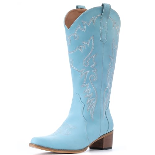 Image of IXU Cowboy Boots Women Pointy Toe Women's Mid Calf Western Cowgirl Boots