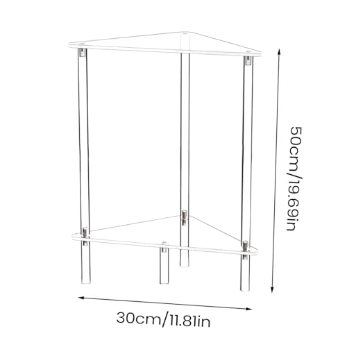 Mesa auxiliar transparente de acrílico con 2 niveles para esquina de salón 6