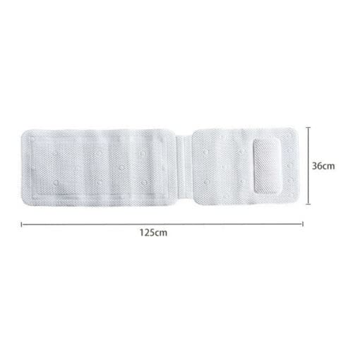 Mata do wanny z całego ciała z poduszkami, biała, antybakteryjna, ekstra długa, antypoślizgowa mata prysznicowa dla dzieci i dorosłych, 36 x 125 cm