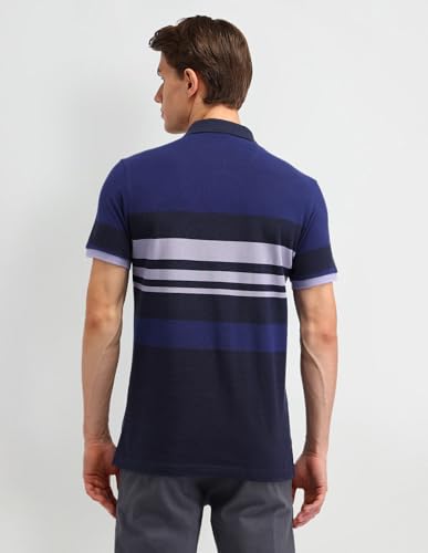 Image of Arrow Sport Men Regular fit Cotton Striped Short Sleeves Polo Shirt