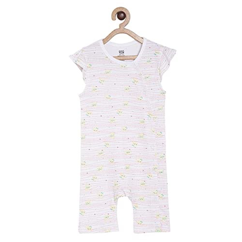 Image of miniklub Baby Front Open Frill Sleeve Knitted Cotton Romper, Pack of 2 (Multi Color)