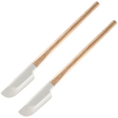 Apausvcm 2 Stück Silikon Spatel Klein,Teigschaber Klein Schmal Küche,Silikonspachtel Mit Holzgriff,Kleine Schaber Schmal,Küchenschaber...