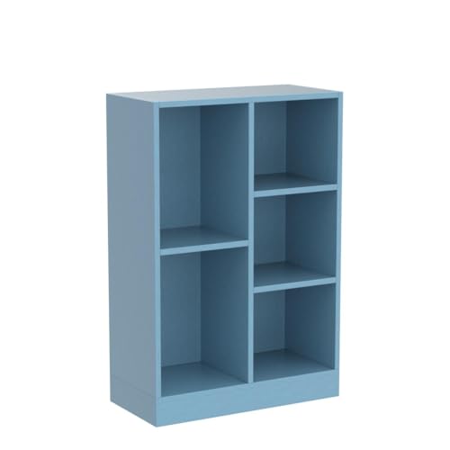 Image of IOTXY Open Shelf Low Bookcase - Wooden 3-Tier Cube Bookshelf, Bright Blue