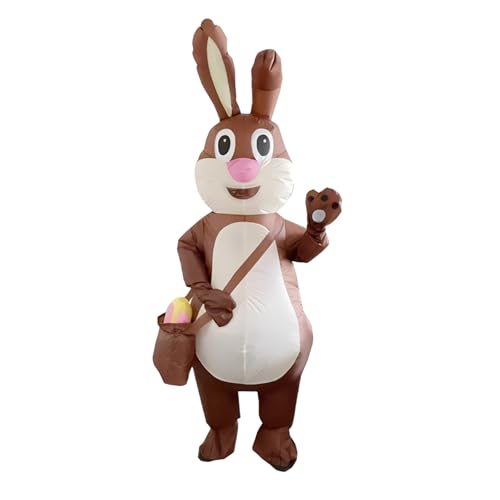Générique Costume Gonflable Lapin de Pâques Cartoon Corps Complet Lapin Marron Tenue Gonflable pour Fêtes et Spectacles(Brown, One Size)