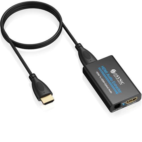 eSynic 4K/30HZ HDMI Audio Extractor Professional HDMI to HDMI Audio Extractor Supports SPDIF Audio output for Apple TV Blu-ray Player ect (NOT Support ARC & eARC)