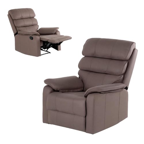 La Mejor Lista de Reposet Reclinable - solo los mejores. 41 Kingshouse | Sillón Reclinable Individual - Acolchado Tela Poliéster - Sistema Manual - Reposet Moderno - Beige