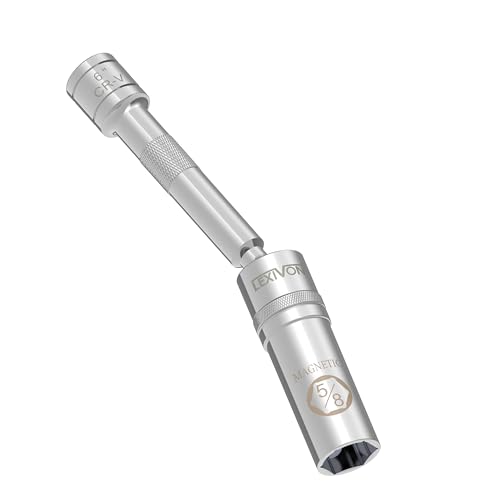 LEXIVON Clé à Bougie, Douille de Bougie 16mm, et Longueur Totale de 15cm, Outils pour Bougie d'allumage avec magnétique pivotante pour Voitures et Motos, extracteur de Bougie d'allumage (LX-121)