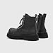 NSNEOND Men's Black Leather Platform High Top Combat Boots Fashion Lace Up Comfort Round Toe Side Zipper Non-Slip Lug Sole Chunky Heel Motorcycle Boots Work Daily Casual Ankle Booties (Black,8.5)