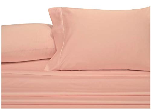 Royal Hotel Bedding Solid Pink Top-Split-King: Adjustable King Bed Size Sheets, 4PC Bed Sheet Set, 100% Cotton, 300 Thread Count, Sateen Solid, Deep Pocket