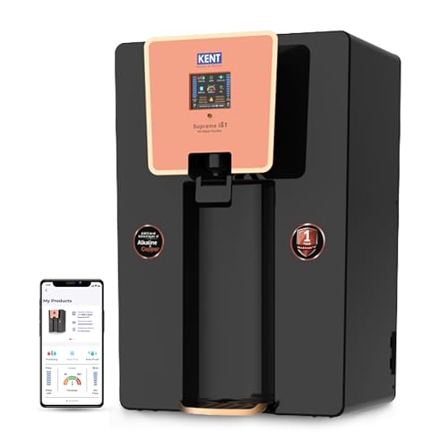 Image of KENT Supreme IoT RO Water Purifier|RO+UF+UV+Alk+Cu+TDS Control+UV In-Tank | IoT Enabled | Alkaline Water with pH 8-9.5 | 8L | 20LP /Hr Ideal For Borewell /Tanker /Municipal Water
