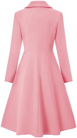 CURLBIUTY Women's Pea Coat Double Breasted A Line Long Trench Coat Winter Dress Coat with Pockets