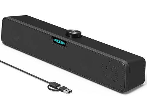 Computer Soundbar Speakers for Desktop PC Mac, USB Plug-in, Wired,