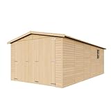 Holzgarage - Abstellraum mit Fenstern- H222x616x324 cm /18 m2 - Plattenkonstruktion aus Naturholz - Gartenwerkstatt - Auto- und Geräteschuppen -TIMBELA M102