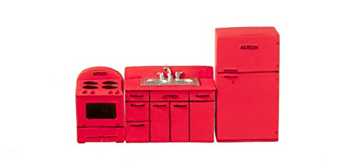 Aztec Imports, Inc. Dollhouse Miniature 1/24 Scale Red 3-Pc. 1950s