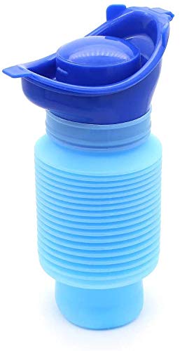 Mooyii Emergency Urinal, Portable Reusable Shrinkable Camping Portable Toilet Urine Bottle Bag Travel Potty Urine Funnel for Unisex Men Women Kids (Blue)