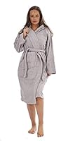 Keanu KL738-SG-M - Ladies Hooded Bathrobe - Medium - 12-14 - Silver Grey