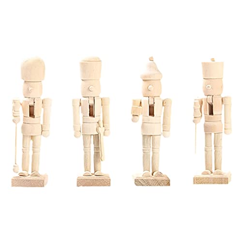 Nötknäppare figur trä jul träfigurer: 12 cm nötknäppare soldat gör-det-själv måla pyssel 4 stycken barnleksaker dekoration hem kontor festival party dekoration