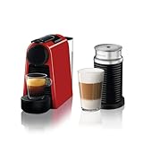 نسبريسو إيسينزا ميني D ماكينة تحضير الإسبريسو, أحمر, مع خافقة الحليب آيروتشينو 3، بلاستيك