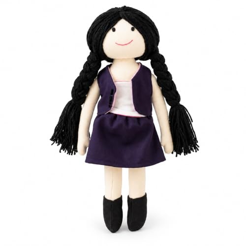 Image of Blue Modern Girl Handcrafted Indian Rag Doll, Soft Cotton Fabric & Yarn Hair Cloth Doll, Traditional Handmade Doll for Kids, Home Decor & Gifting