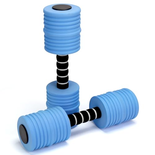 Aquatic Exercise Dumbbells, Water Weights for Pool Exercise, 2PACK EVA Foam Water Dumbbells for Youth Women Water Workouts, Swimming Training (Blue)
