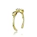 Yellow Gold Flashed Sterling Silver Cubic Zirconia Bow Tie Toe Ring Trendy Fashion Rings for Everyday Wear Elegant Enhancements Sleek and Graceful Accessories Stylish Essentials