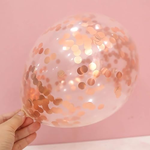 Image of Rozi Decoration Confetti Metallic Latex Balloon Theme Party Birthday Celebration Wedding Decor Balloons for Home, Lawn, Restaurants (Set of 10 - Rose Gold) (Pack of 2)