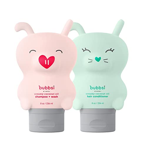 Bubbsi Coconut Oil Shampoo And Hair Conditioner For Kids And Babies | Organic Coconut Oil, Shea Butter | Sulfate-Free | Light, Natural Scent | Nourishes Curly Hair, Dry Hair, And Dry Scalp #TOP2