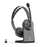 Nuroum HP31D 2026 Professionnel Casque Bluetooth sans Fil avec Micro,Casque à Réduction de Bruit ENC avec Station de Charge,Bluetooth 5.4,Dongle USB,Connexion Multipoint pour Télétravail/Appels Clairs