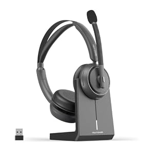 Nuroum HP31D 2026 Bluetooth Headset mit Mikrofon Wireless, KI Rauschunterdrückung für Anrufe,45 Std. Akku, Kabelloses Headset mit Ladestation&USB Dongle&Mute,Bluetooth Headset für PC/Laptop/Büro/Teams