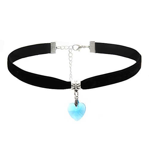 Loyjoy Rhinestone Heart Pendant Necklace Adjustable Chain Velvet Clavicle Chain Fashion Elegant Choker Collar Jewelry For Women Girls - United States - Black #TOP2