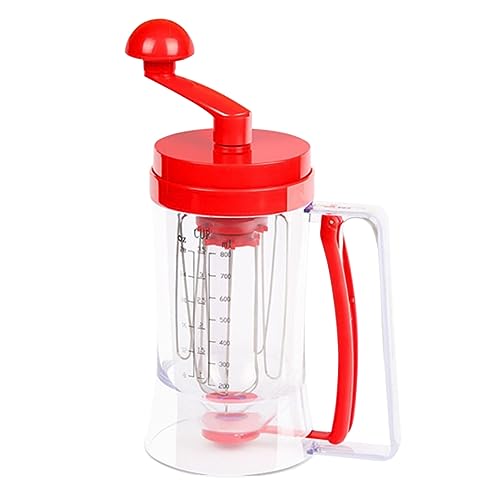 Manual Cake Batter Dispenser and Dough Mixer Handheld Pancake Funnel Tool for Crepes Muffins Red Baking Kitchen Gadget for Home Use