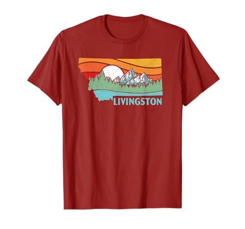 Livingston Montana Outdoors Retro Mountains & Nature Camisa Camiseta