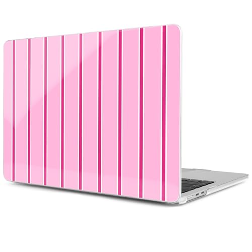 Image of MEEgoodo Case for M5 /M4 /M3 /M2 MacBook Air 13 inch 2026 2025 2024 2022, Fit Model A3449 /A3240 /A3113 /A2681, Case Compatible with MacBook Air 13.6-inch, Magenta&White Stripes