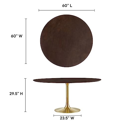 Image of Modway Lippa Dining Table, 60 inch, Gold Cherry Walnut