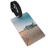 Etiquetas de equipaje pequeñas impresas en avión con correa ajustable para equipo de viaje