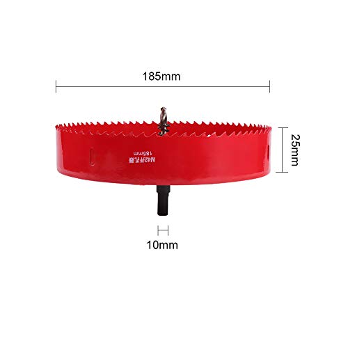 Utoolmart 185mm Bi-Metal Hole Saw M42 High Speed Steel Holesaw Blade 25mm Cutting Depth Opener Cutter Drill Bit with Triangular Handle for Wood Sheet Metal Plastic Fiberboard - Image 2