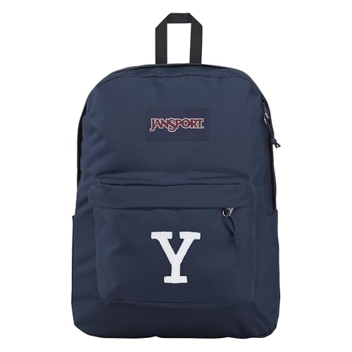 Image of JanSport NCAA Officially Licensed Backpack, Yale Bulldogs, Superbreak Plus with Padded 15'' Laptop Sleeve, Spacious Computer Bag for Men & Women, Durable Daypack with Bottle Pocket, Navy