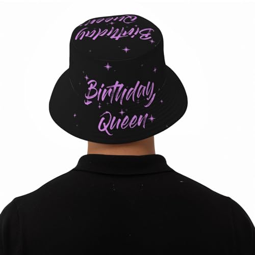 Image of Birthday Queen Birthday Bucket Hat for Women Men Birthday Hat Beach Travel Sun Hat Packable Fisherman Cap for Travel Hiking